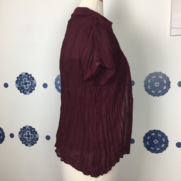 Offer Style & Co 2 piece short sleeve button & tank top dark red size 6 P - Picture 4 of 7